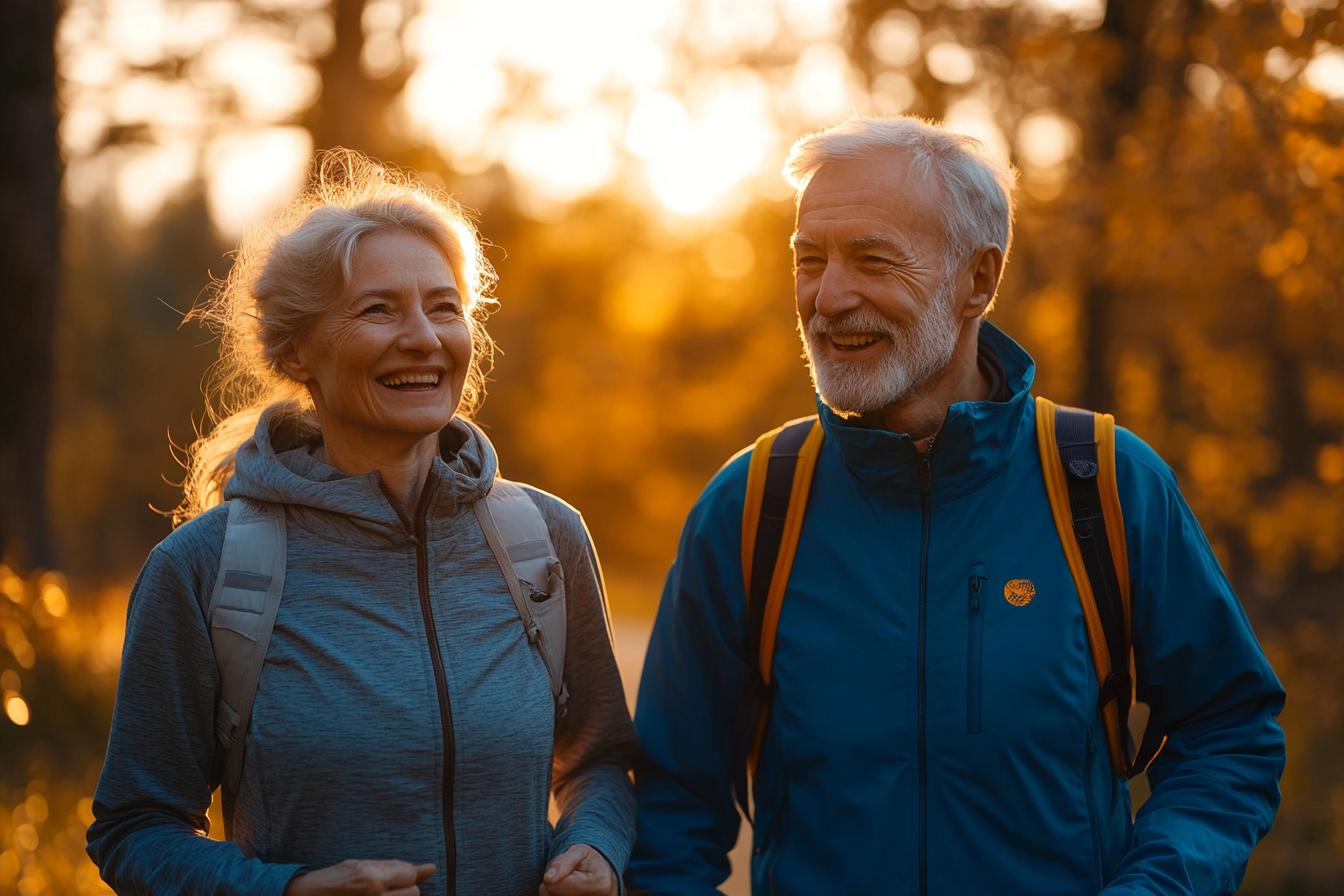 Група людей старшого віку займається фітнесом на природі